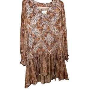 Anthropologie Brown Patterned Dress
